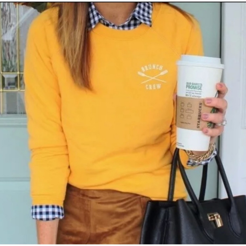 Old Navy "Brunch Crew" Lightweight Sweatshirt Golden Yellow Size S